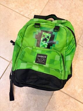 Minecraft Kids Green Creeper Pixel Backpack